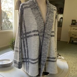Free People White and Black Plaid Coat, size S